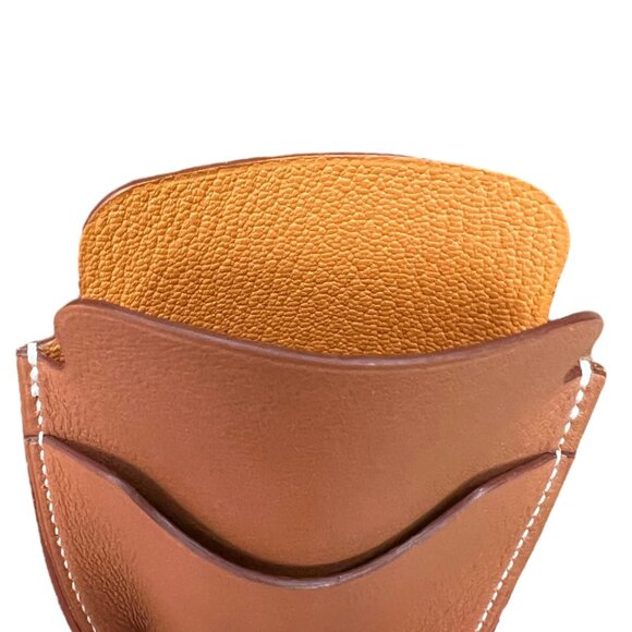 Hermes Swift Chevre Calfskin Leather Marron Credit Card Drivers License Wallet - Picture 5 of 5